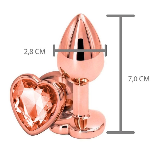 Plug Anal em Aço- Rose Formato de Coração Com Pedra Laranja - Tamanho P - - Image 2