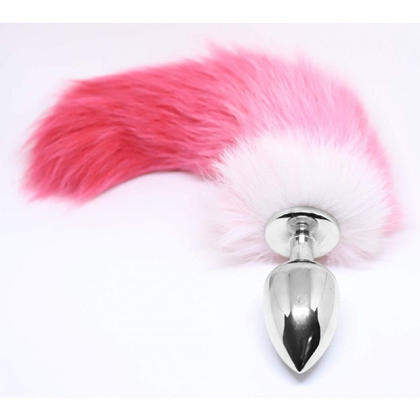 Plug Rabo de Raposa rosa e branco p