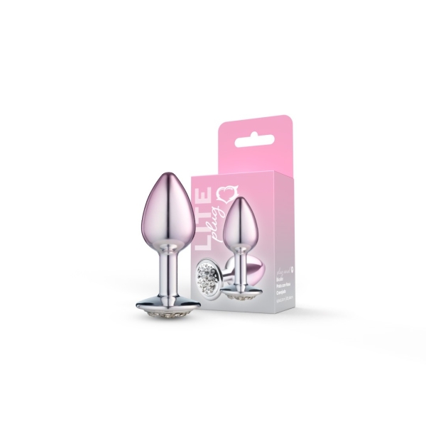 Plug Anal Prata Com Rosa Tamanho P Cravejado Sexy Fantasy