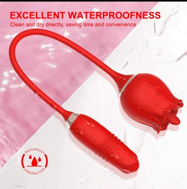 Vibrador de Ponto G e Clitóris com Lingua Vai e vem - Formato de Rosa - Image 2