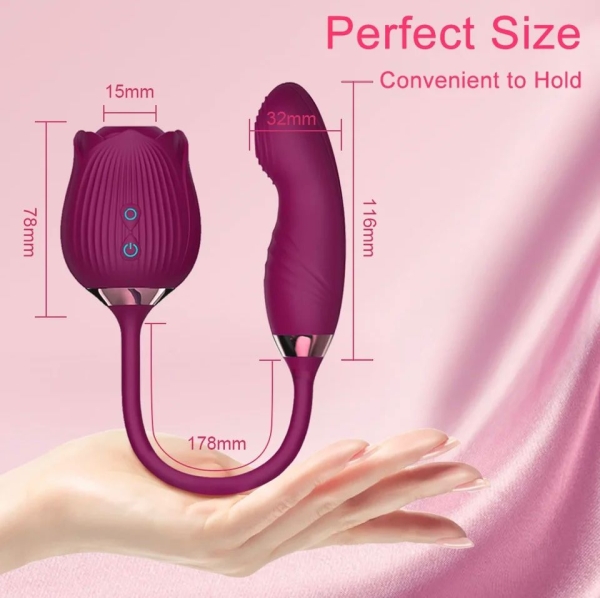 Vibrador de Ponto G e Clitóris com Pulsação - Formato de Rosa - Flowery Pro - roxo - Image 2