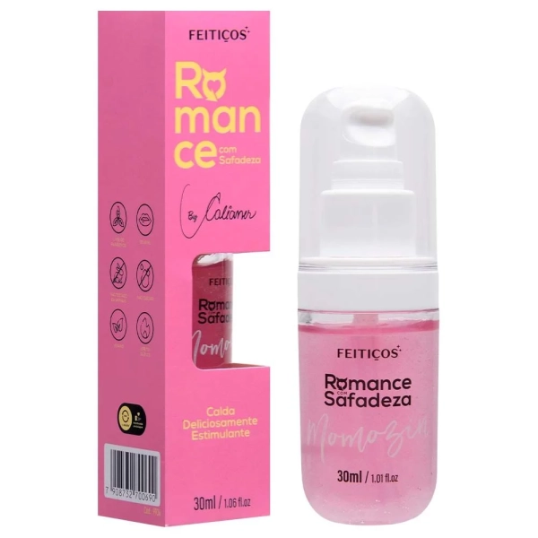 ROMANCE COM SAFADEZA MOMOZIN BY CALIANER CALDA ESTIMULANTE BEIJÁVEL COM AQUECIMENTO 30ML FEITIÇOS
