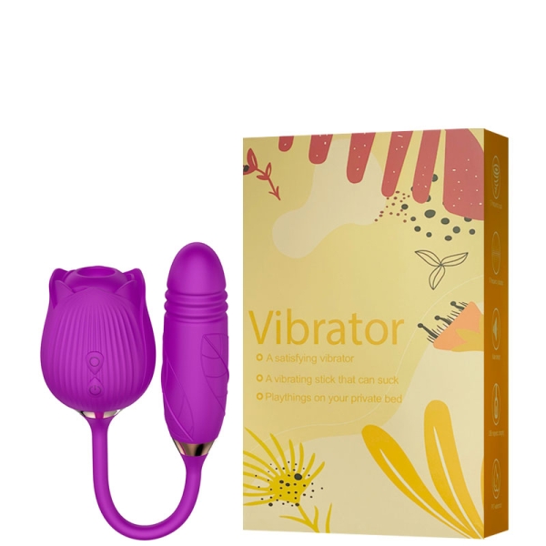 Vibrador Em Formato De Rosa Com Vai E Vem cor roxa