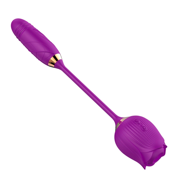 Vibrador Em Formato De Rosa Com Vai E Vem cor roxa - Image 2