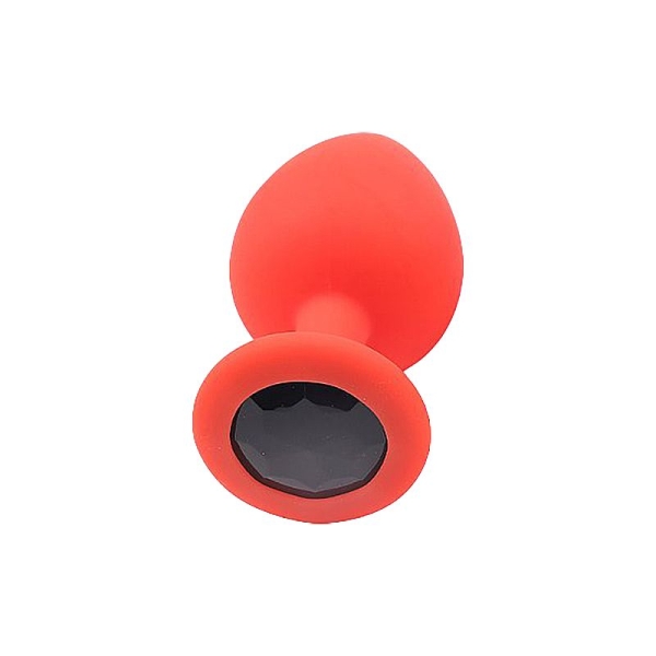 Plug Anal de Silicone - vermelho pedra preta M - Image 2