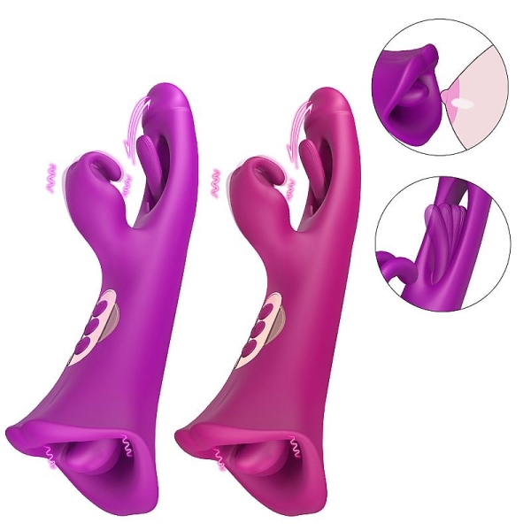 Tease Park Vibrador de Ponto G e Clitóris com Boca e Dedilhar Slap